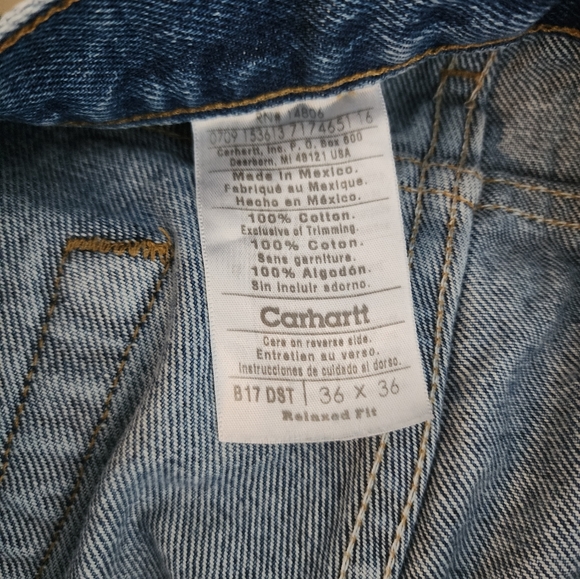 2 pr. Carhartt  36 x 36 Men's Jeans.  Relaxed Fit. 100% Cotton. Tall fit. - Picture 5 of 13